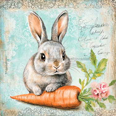 Easter Rabbit Sign, DCO-13257, Sign For Wreath, 10x10